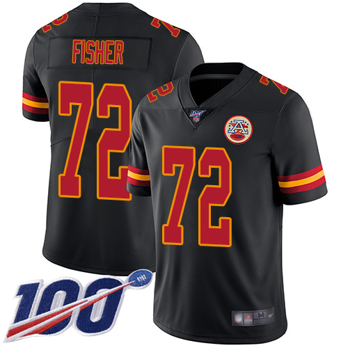 Men Kansas City Chiefs #72 Fisher Eric Limited Black Rush Vapor Untouchable 100th Season Football Nike NFL Jersey